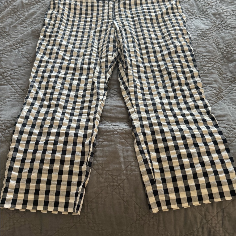 LOFT SZ 16 Marissa Cropped Blue and WhiteChecked Pants.